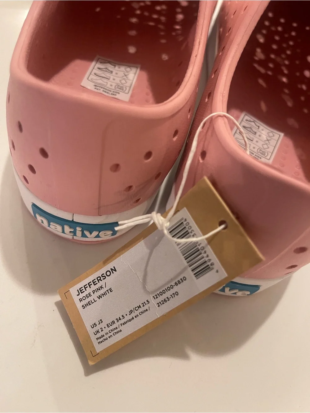 Native Slip-On Perforated Pink Rubber Sneakers J3 NWT